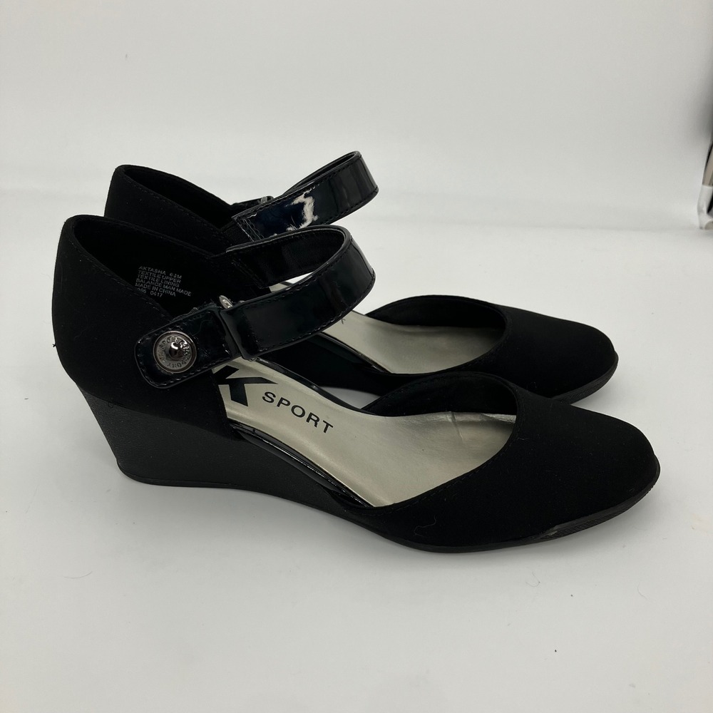 Anne Klein AK Sport Aktasha Wedges Womens 6.5M Black Mary Jane Heel Dress Shoes - Picture 3 of 12